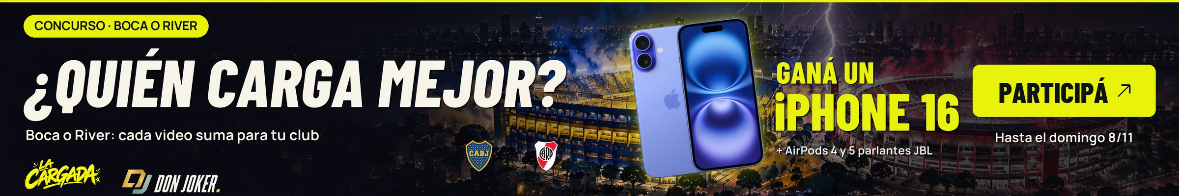 La Cargada de Don Joker Diario: ¿quién carga mejor? Subí tu video y etiquetá a @donjokerdiario. iPhone 16 para la mejor.